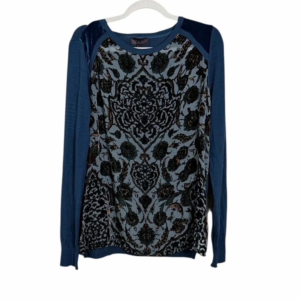 Hale Bob Sheer Velvet Burnout Sweater Size Large